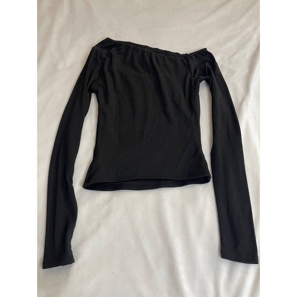 Windsor Womens XS Black One Shoulder Long Sleeve Cutout Asymmetrical Top - Picture 2 of 7